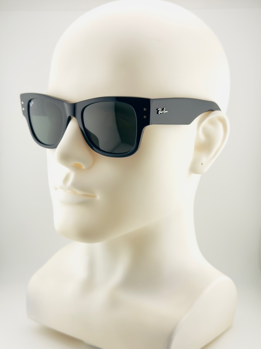 Ray-Ban Mega Wayfarer Sunglasses Rb0840S Acetate Black Frame Green Lenses UNISEX - Picture 3 of 15